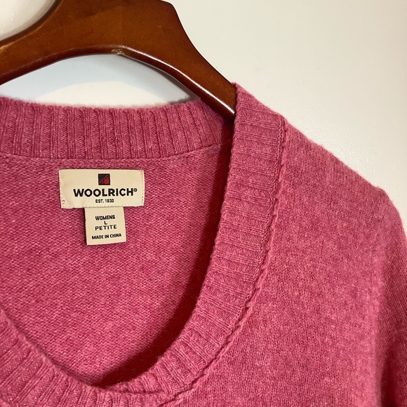 Woolrich Dahlia Sweater Women’s PL 100% Lambswool Pink Fair Isle Print Sleeves - Picture 10 of 12